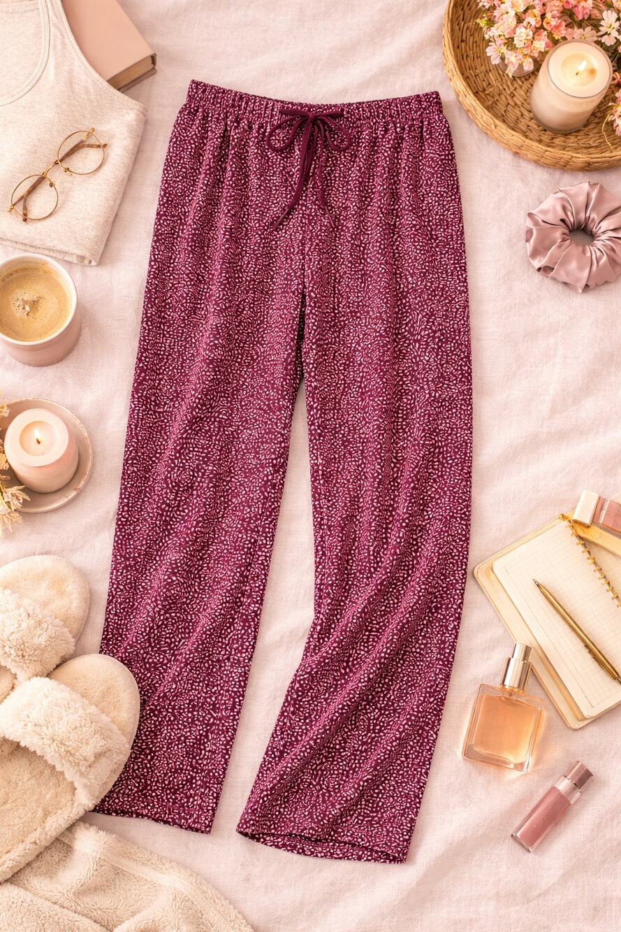 Donna Karan Sleepwear Women's Geometric Jersey Knit Pajama Pant Purple Size 2X